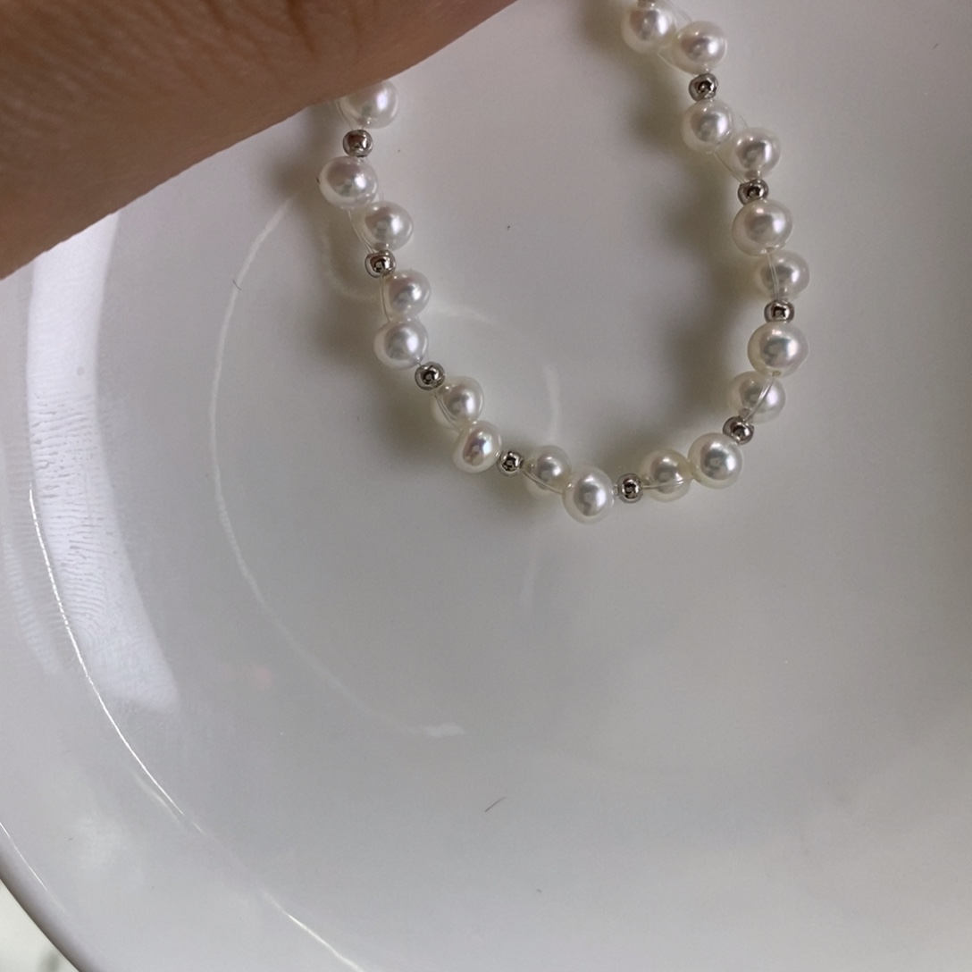 温***存银S925镶嵌手绳淡水珍珠