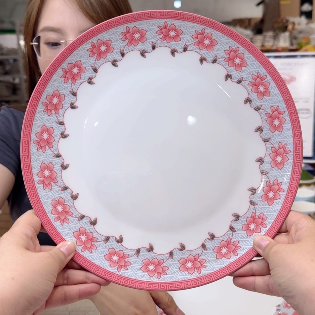 瓷高骨10.5英寸平盘27cm3个外贸骨瓷