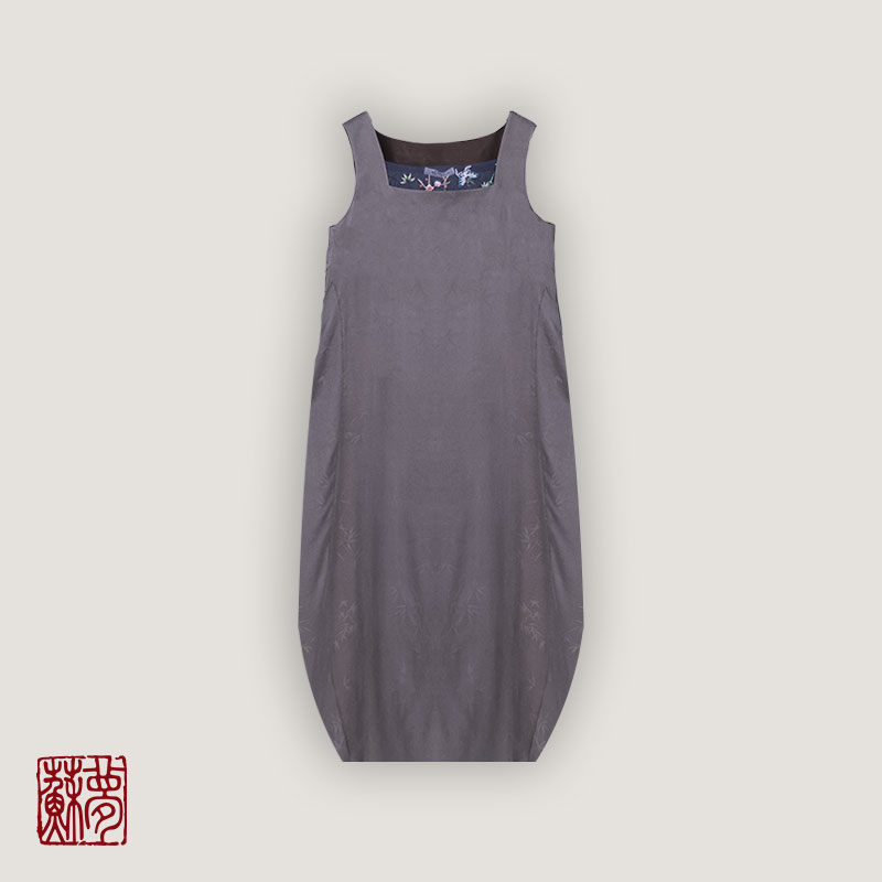 蘇夢【福】岁月静好香云纱百搭中式吊带裙0104466