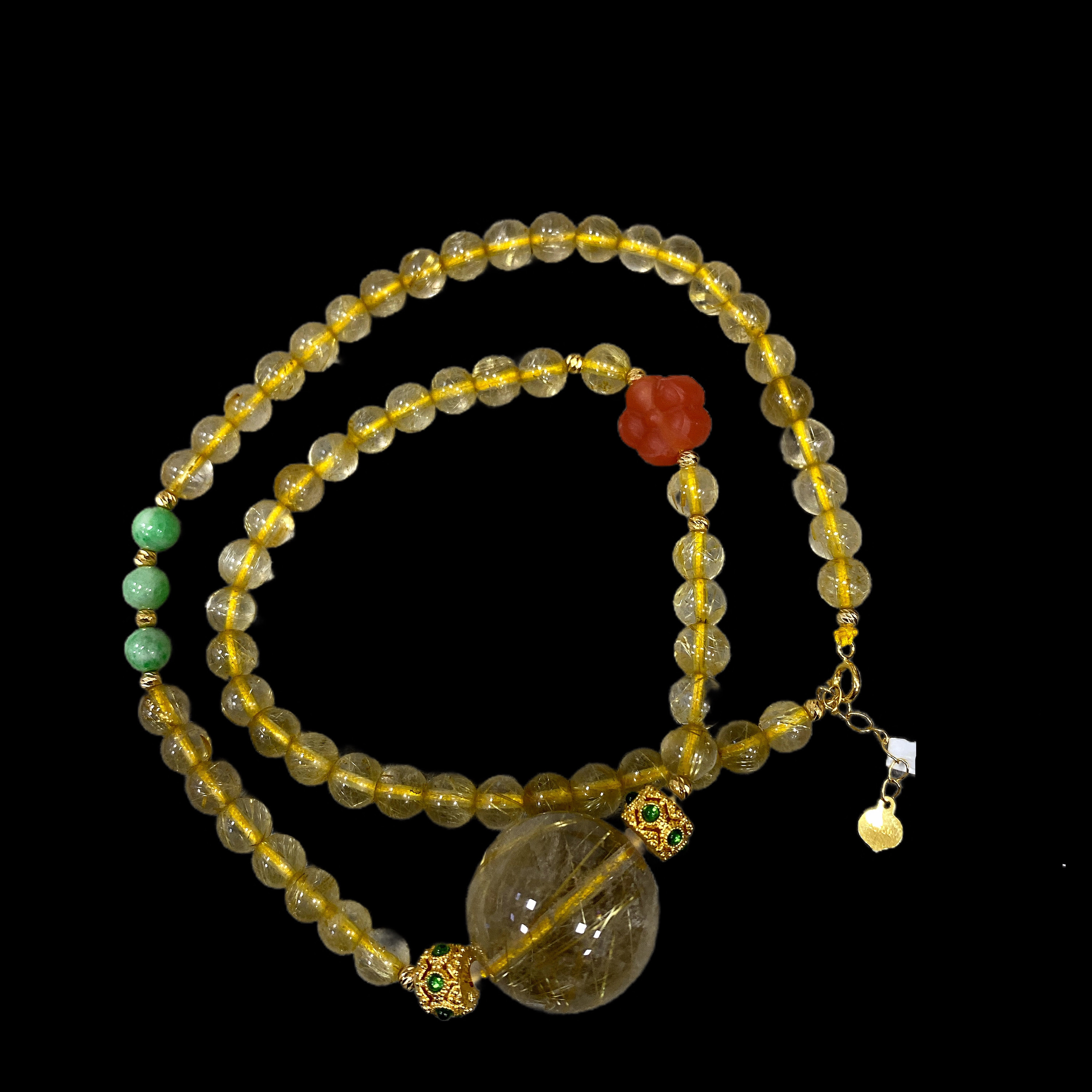 V7146发晶项链18K孤品