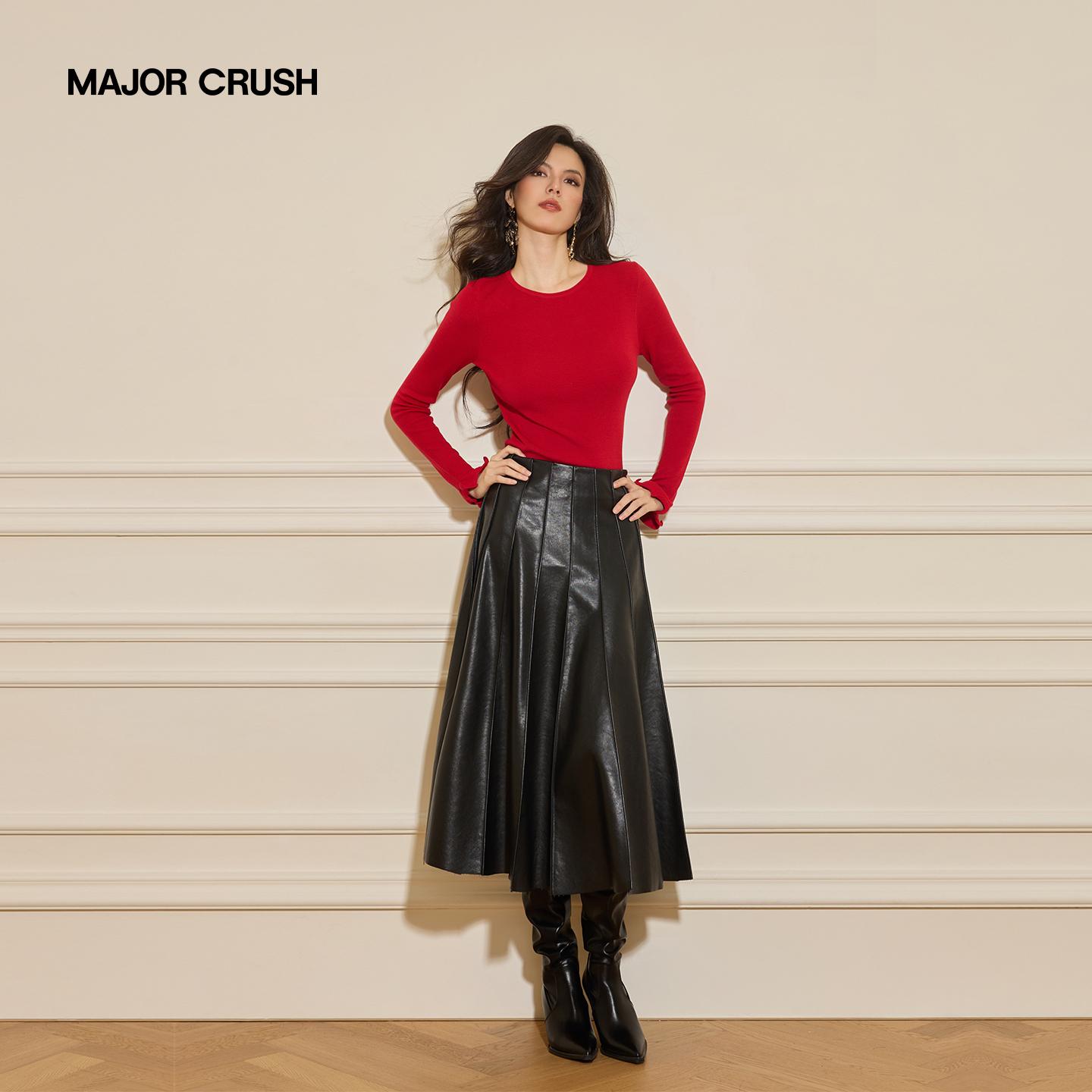 MAJOR CRUSH冬季新款城市知觉百搭落霞套裙女士针织打底套裙78989