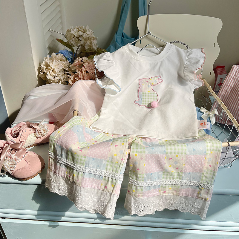 【现货】DZ25203女童套装2025夏季小童欧若风T恤儿童两件套