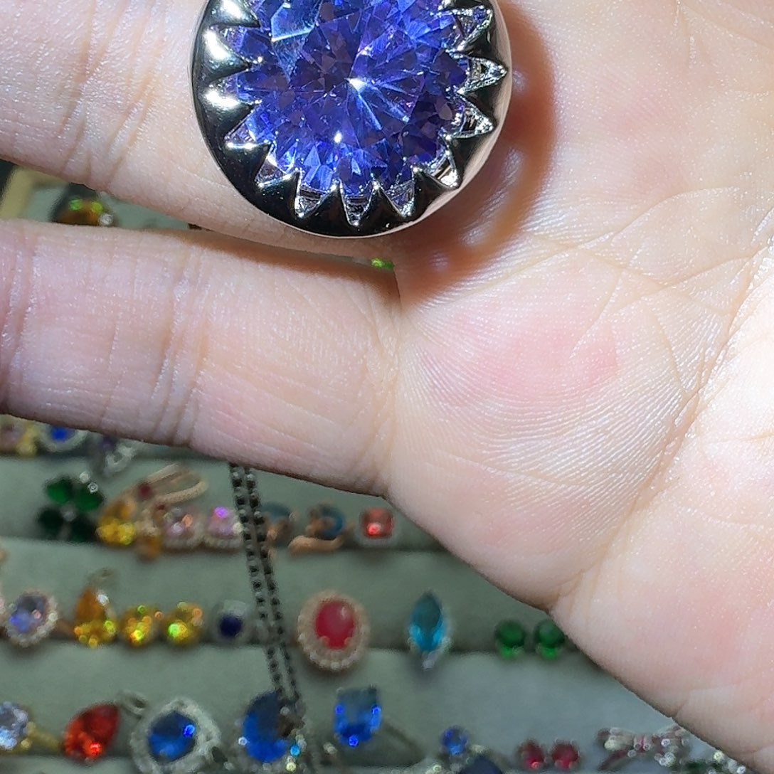 绿水晶戒指银S925镶嵌