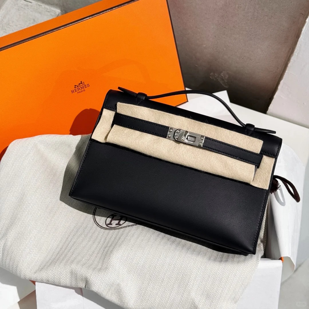 未使用 Hermes/爱马仕 小花Jerry KELLY 一代 黑银 K刻包