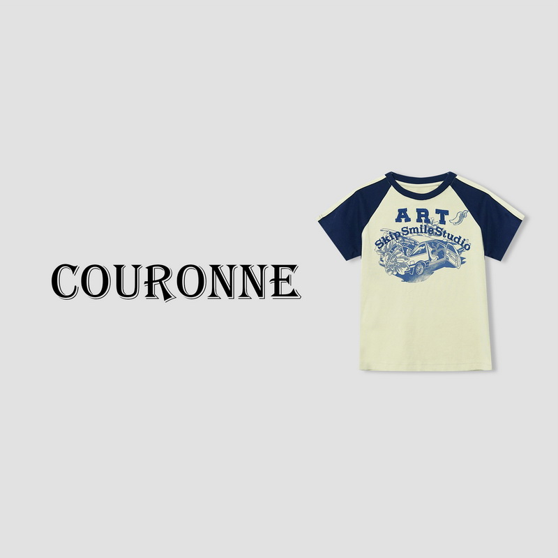 【小熊】-春夏‘’小汽车‘’复古设计潮酷百搭简约圆领短袖上衣31134