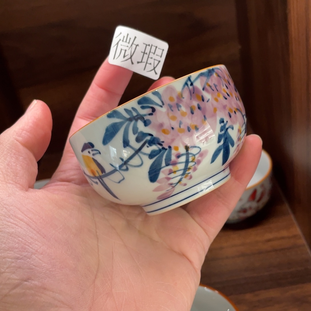 釉下手绘茶具微瑕