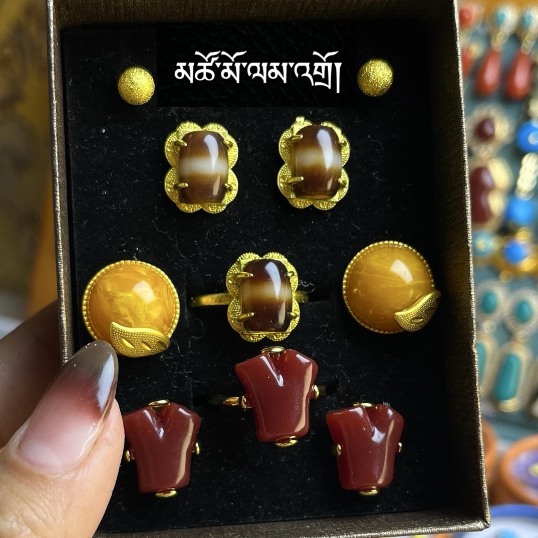 铜合金大理石项链 新款六件套 铜合金材质