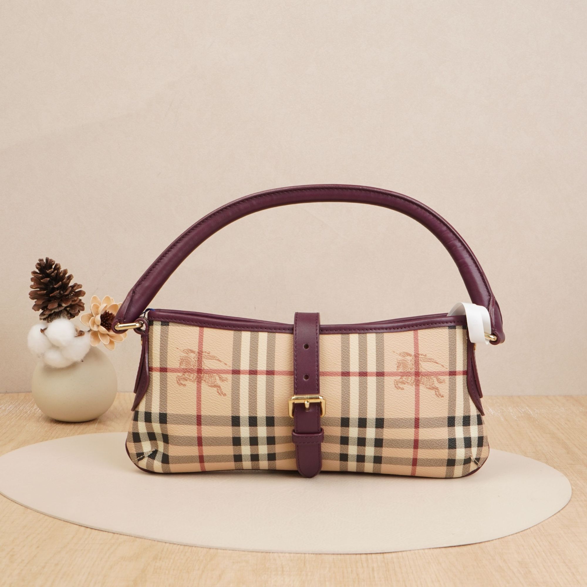 95新 BURBERRY/博柏利 博柏利中古格纹腋下包格纹/DS033718