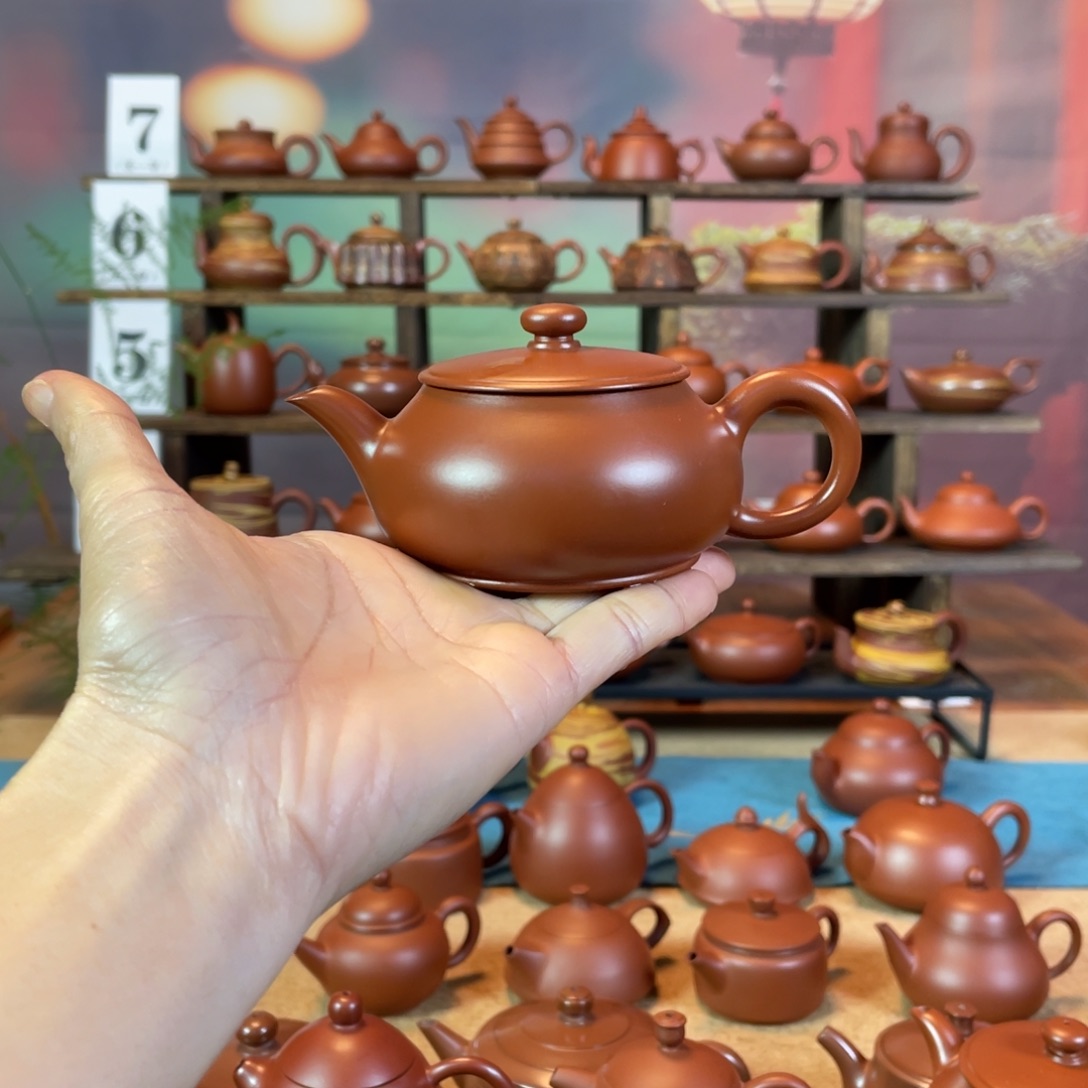茶壶紫砂回****器潮州手工手拉朱泥明炉壶