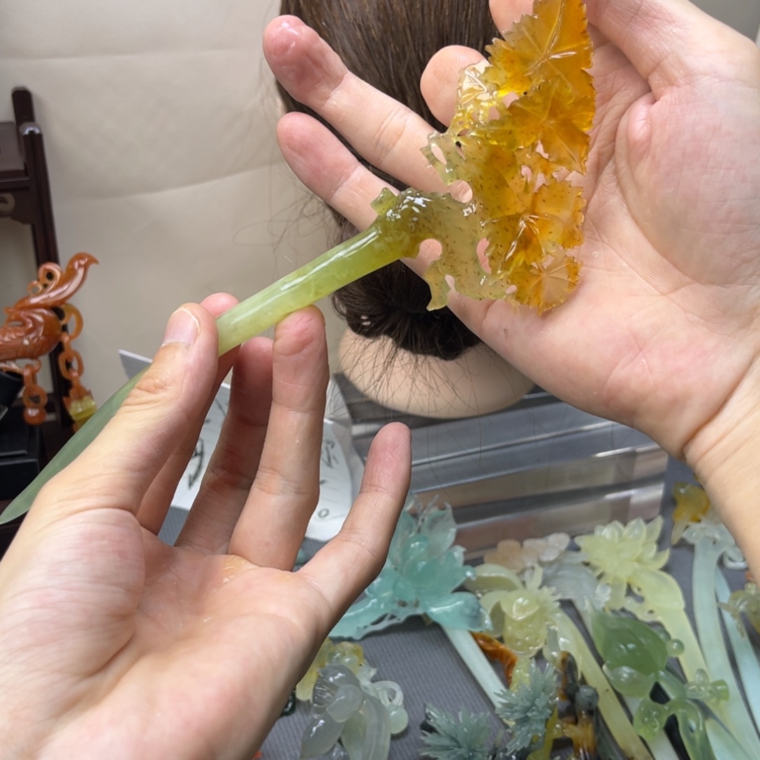 蛇纹石玉合金发饰