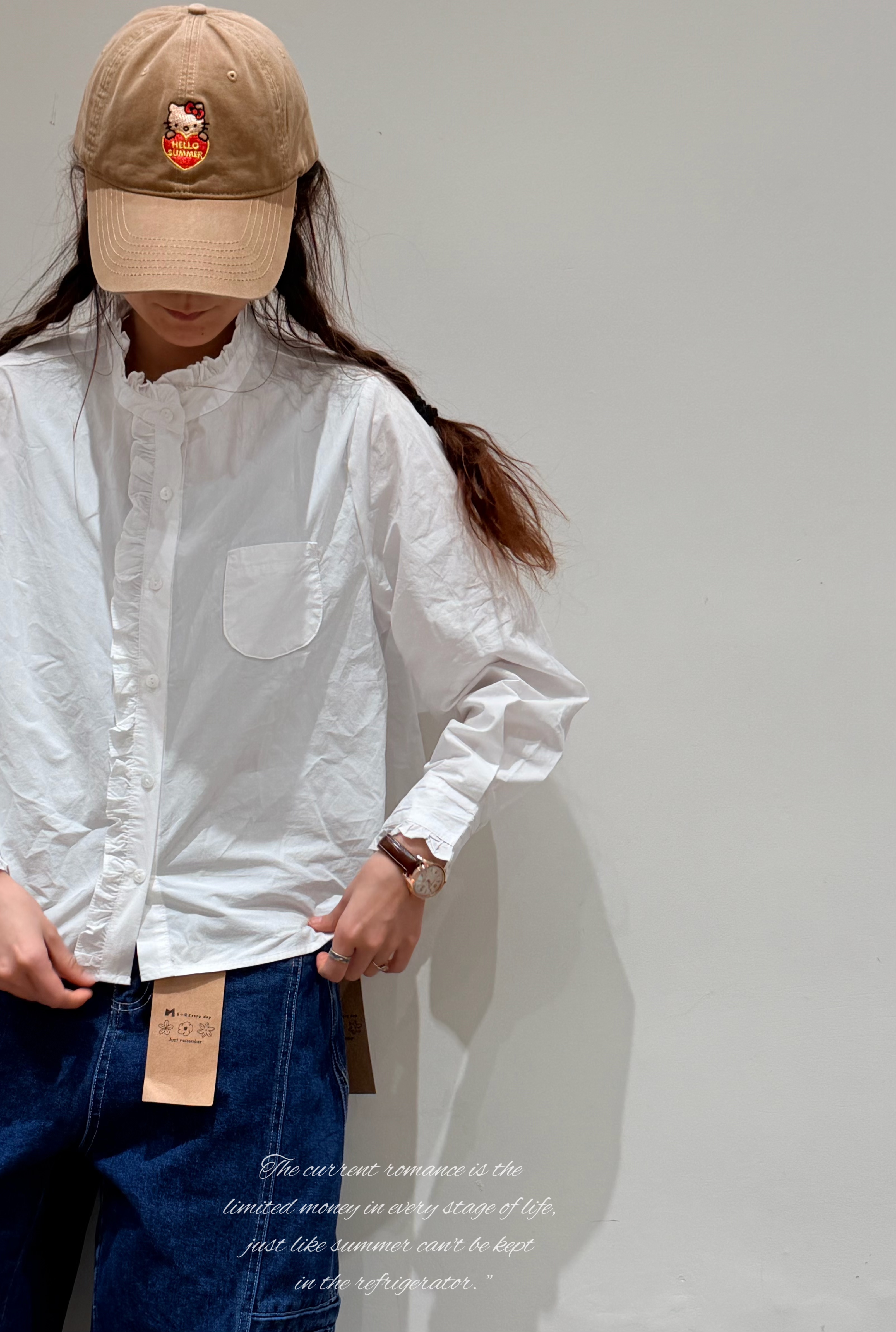 夏小朵 纯色花盆领长袖衬衫 时尚小众休闲百搭宽松长袖衬衫