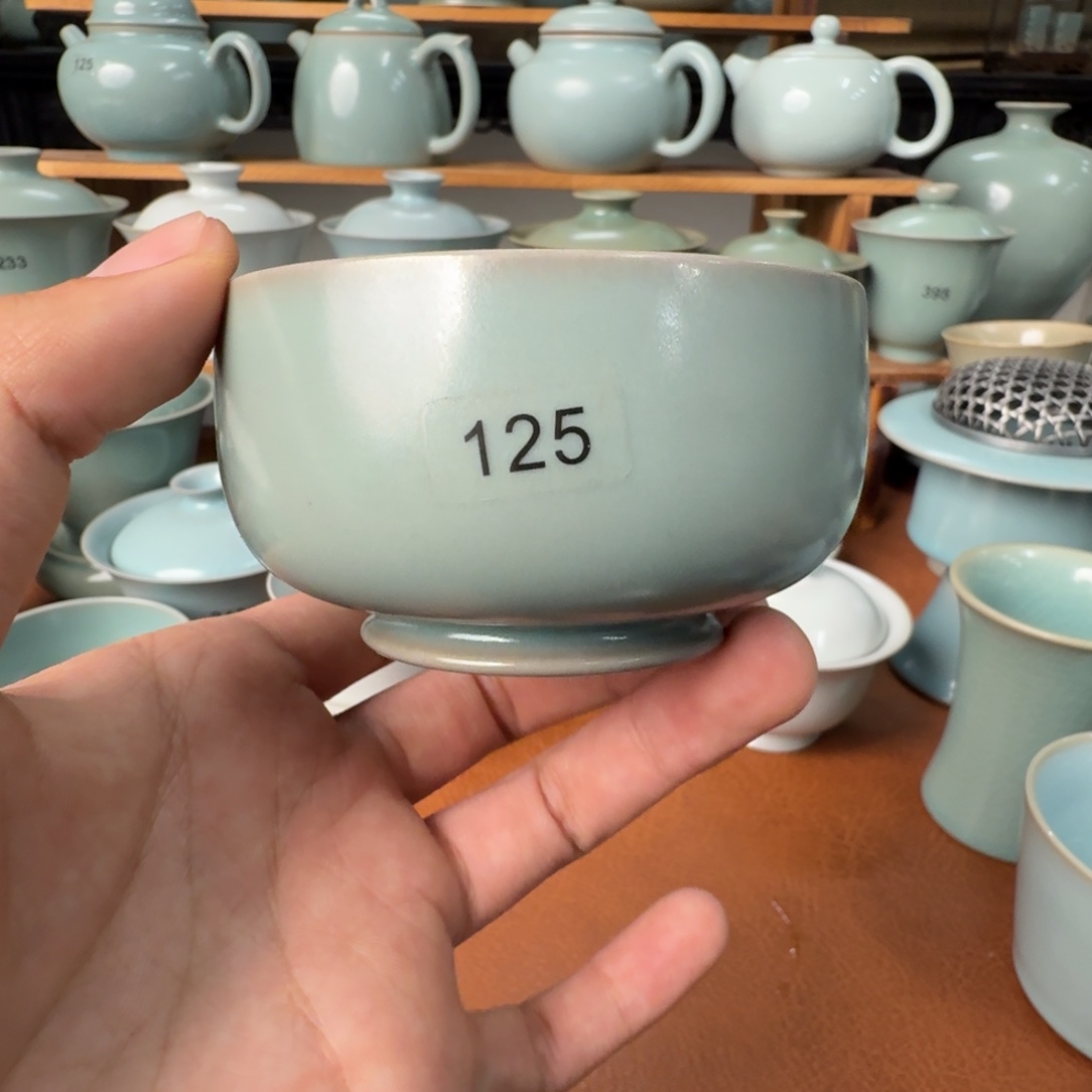 摆件陶一级仿古青绿超薄胎罗汉杯