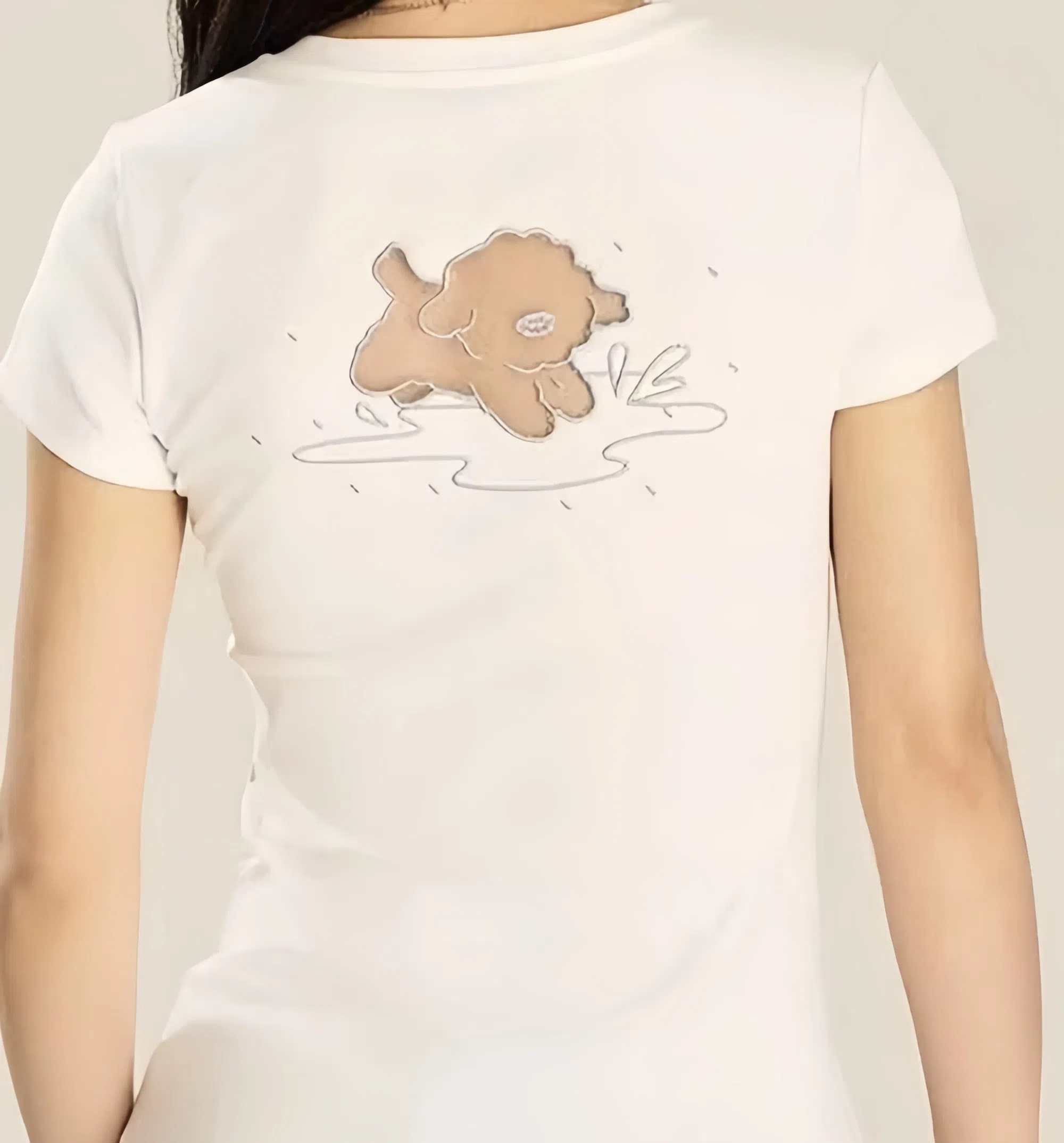 夏季潮牌发芽V领踩水小狗