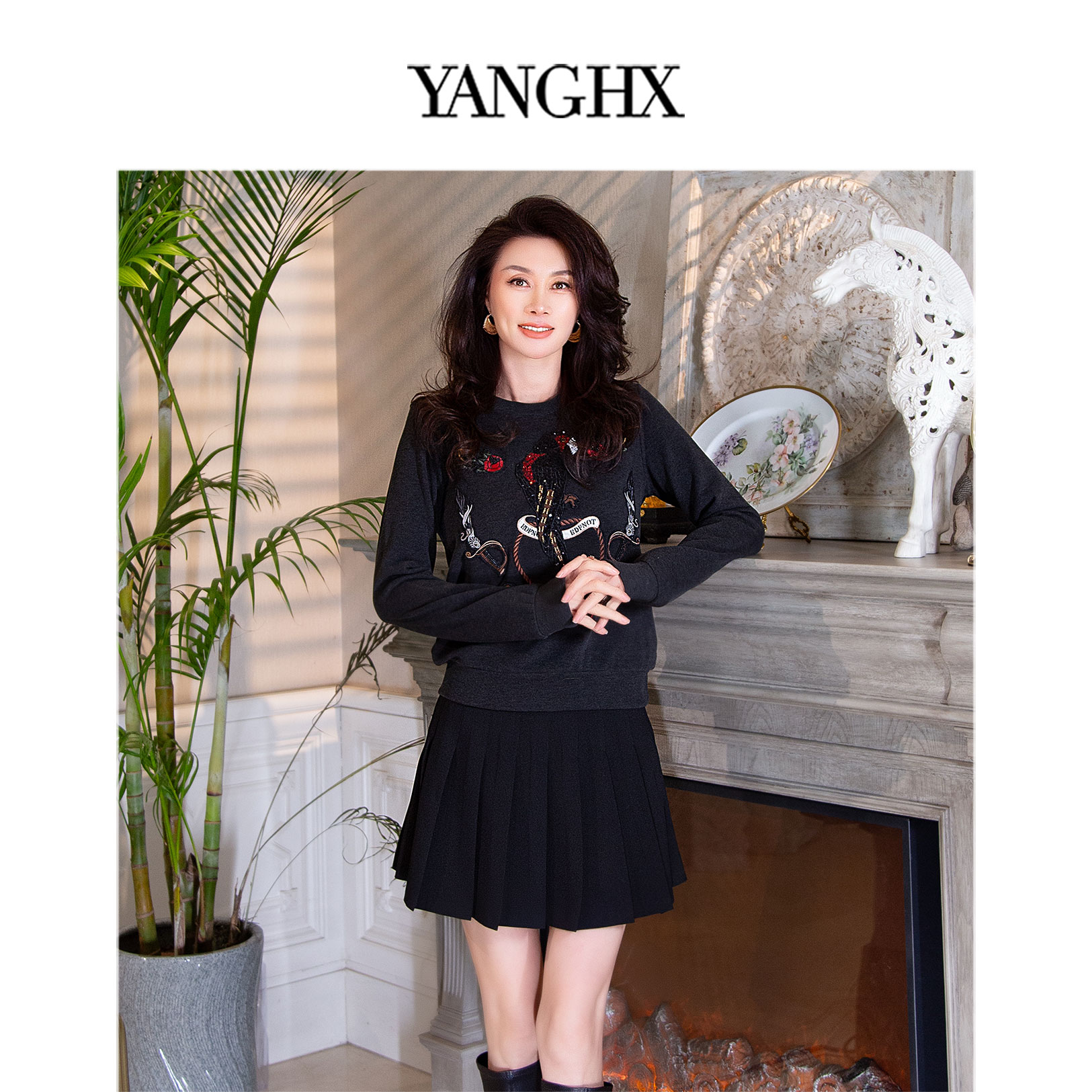 EDFNOT/杨红霞汝意LYM宽松版刺绣小鸟卫衣（只有单上衣）