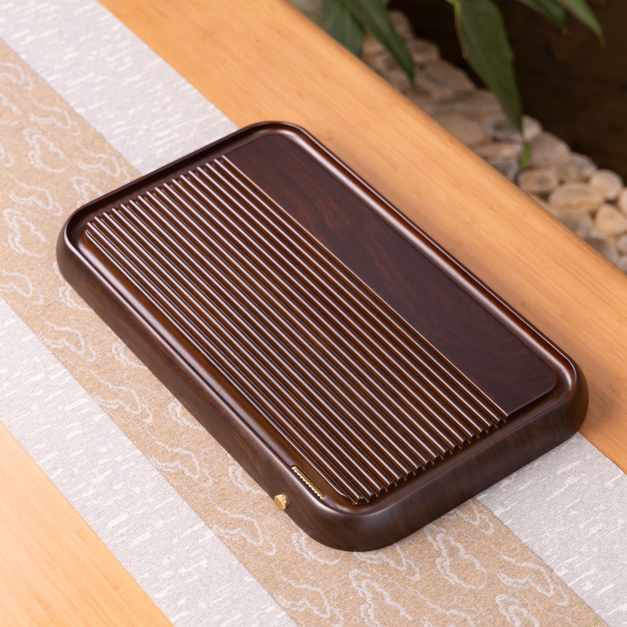 一心50*30*4（黑檀色）新款整块实木茶盘高端茶台茶海家用办公专用