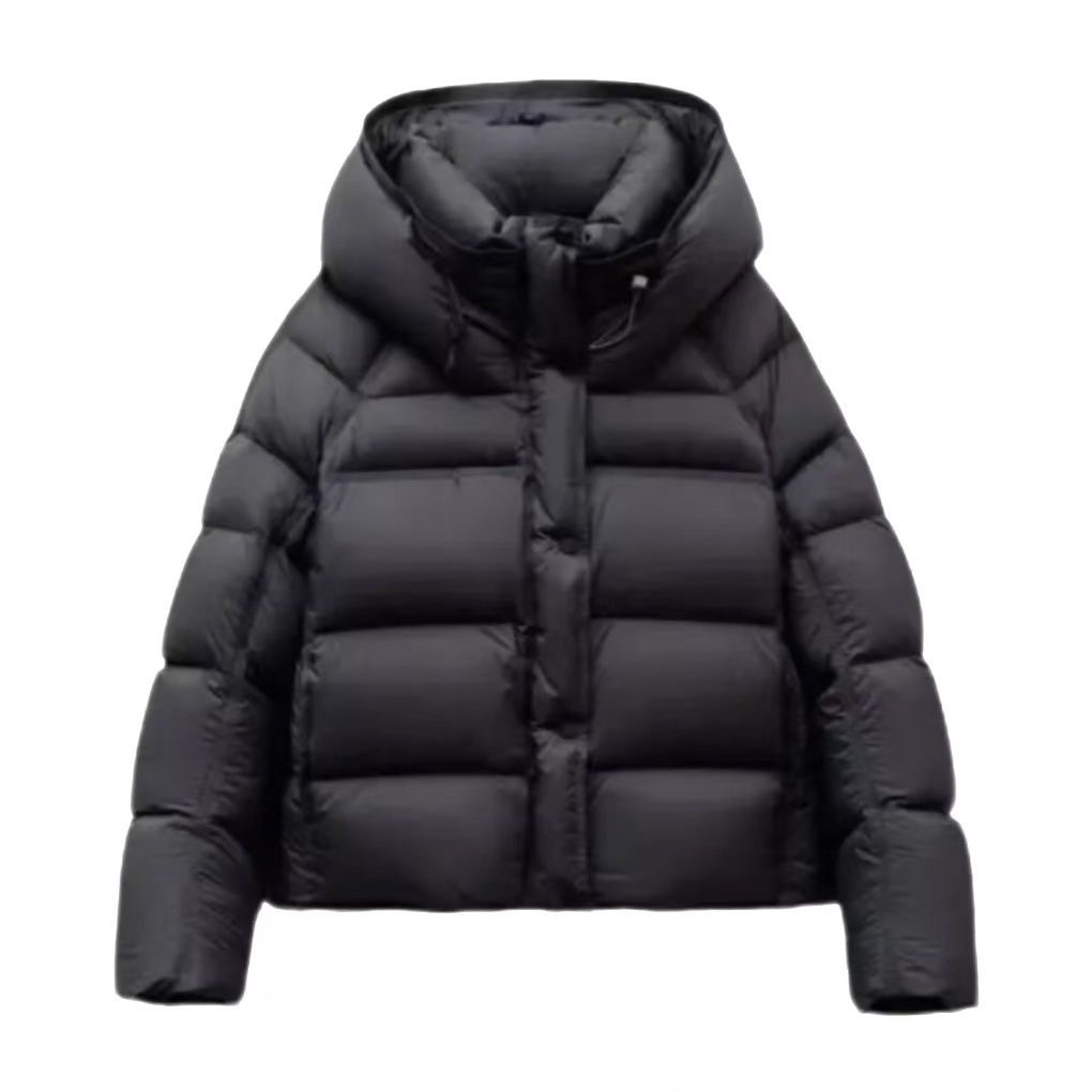 时尚羽绒服2024泡芙短款冬季90新款保暖加厚鸭绒连帽外套