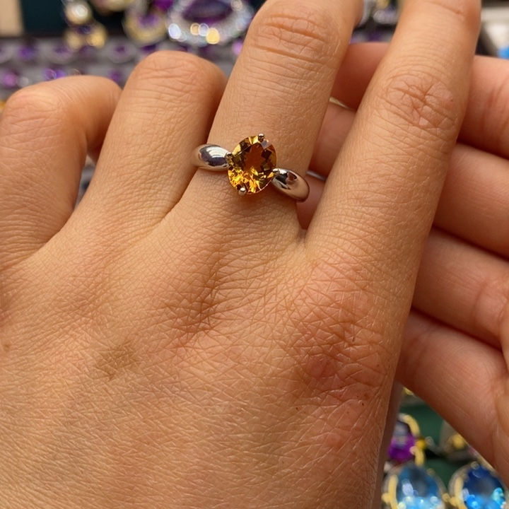 水晶戒指银S925镶嵌天然水晶戒指