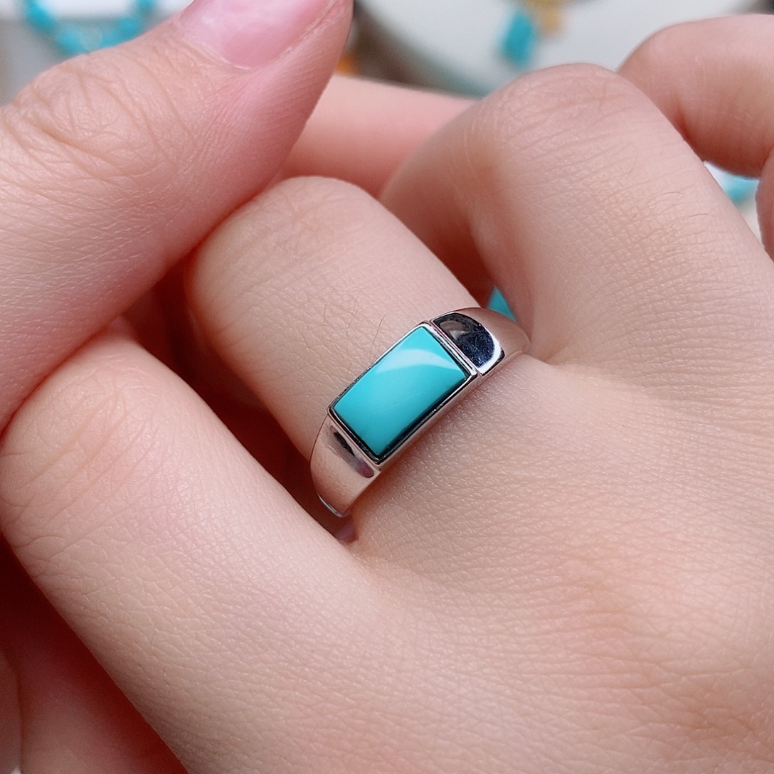 绿松石戒指银S925镶嵌