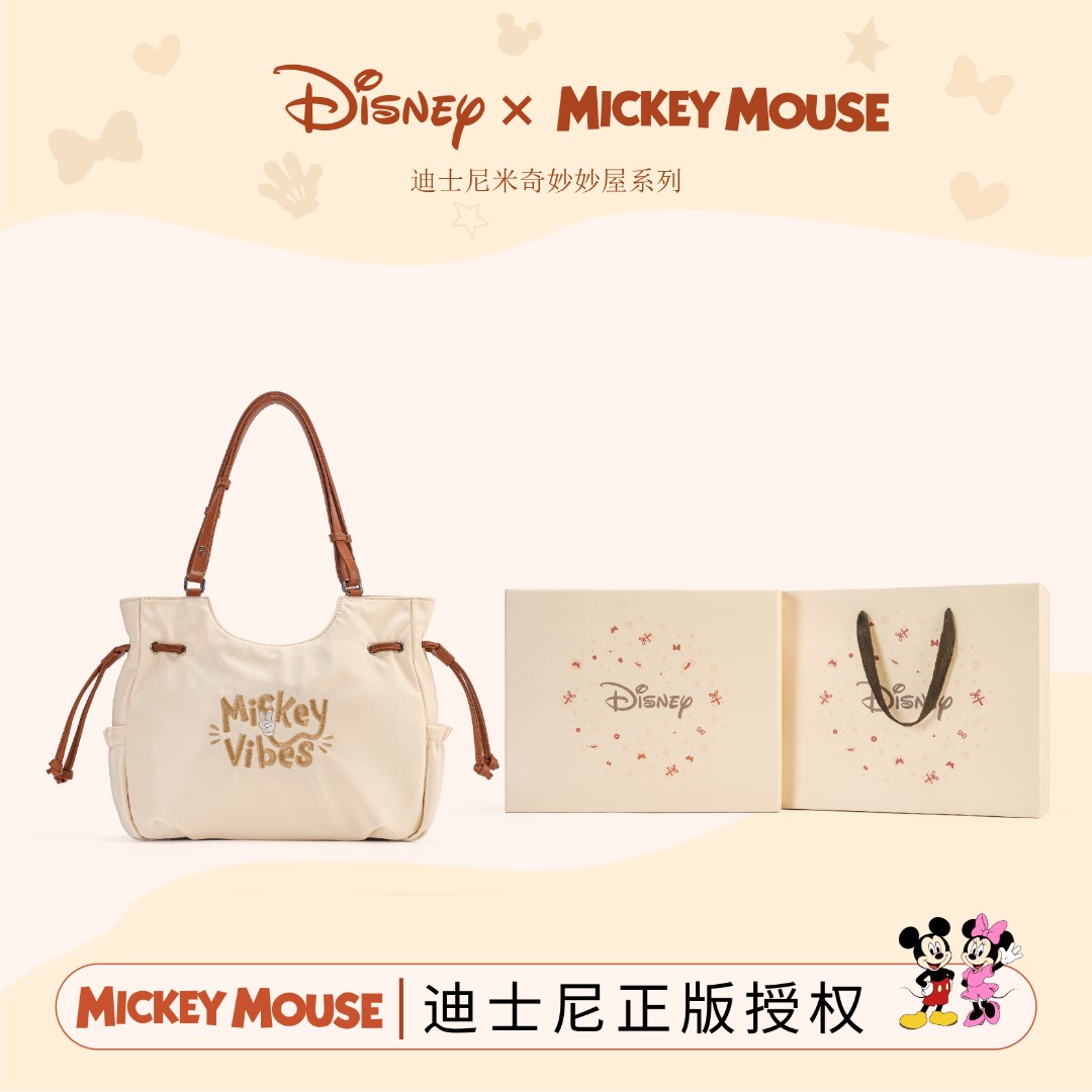 Disney/迪士尼米奇新款复古气质百搭大容量通勤单肩斜挎托特包