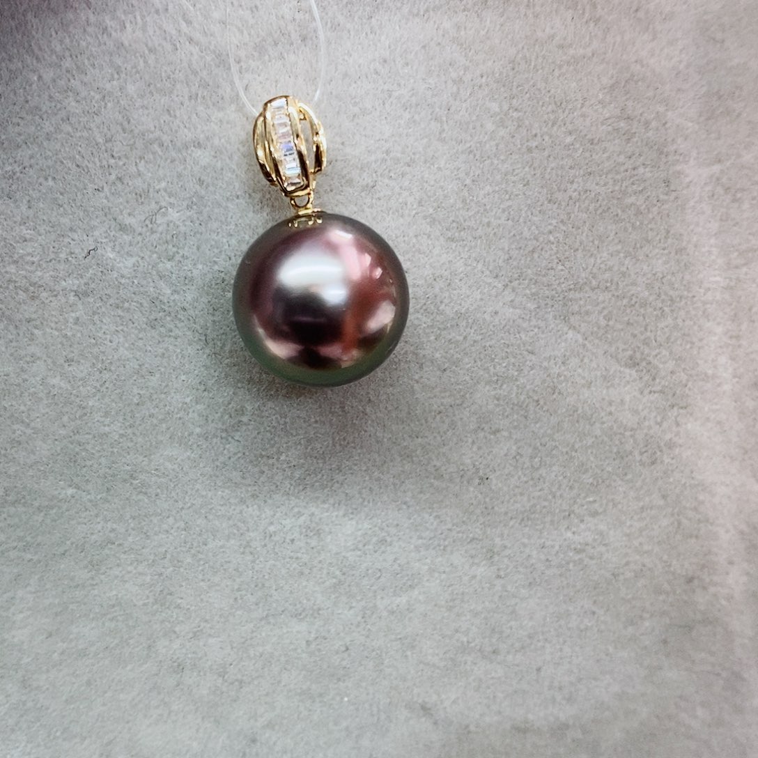 吊坠(不含链)18K金镶嵌海水珍珠11-12