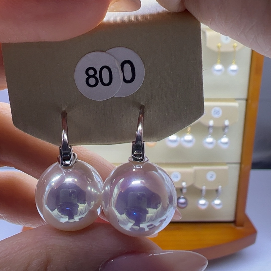 耳饰银S925镶嵌淡水珍珠