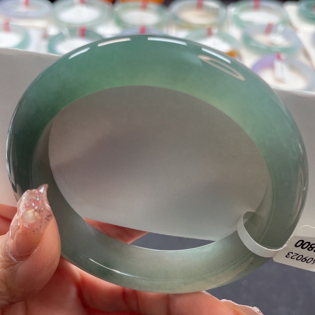 【闪购商品】翡翠手镯未镶嵌58冰胶天青色种老细润15号