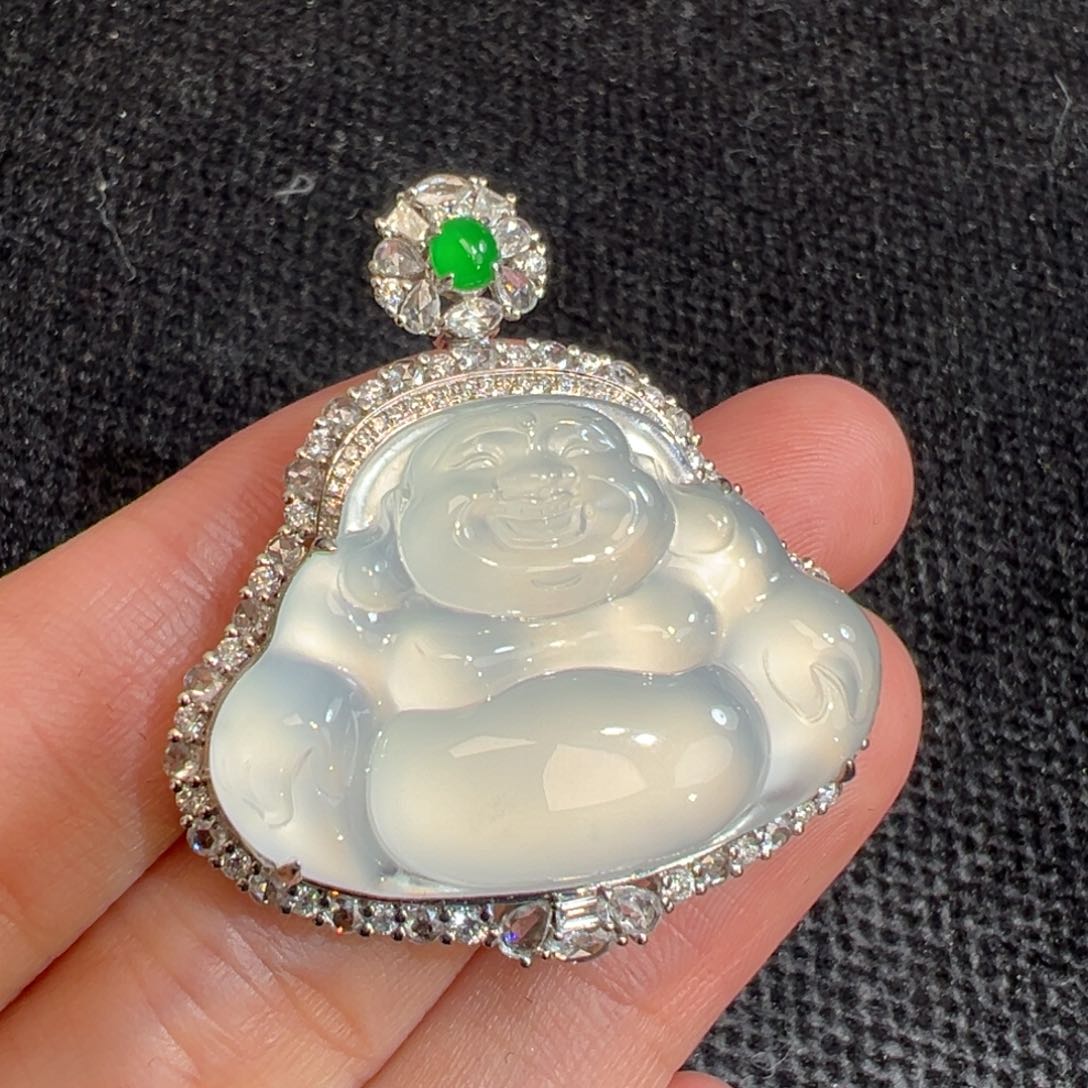 翡翠吊坠(不含链)18K金镶嵌翡翠