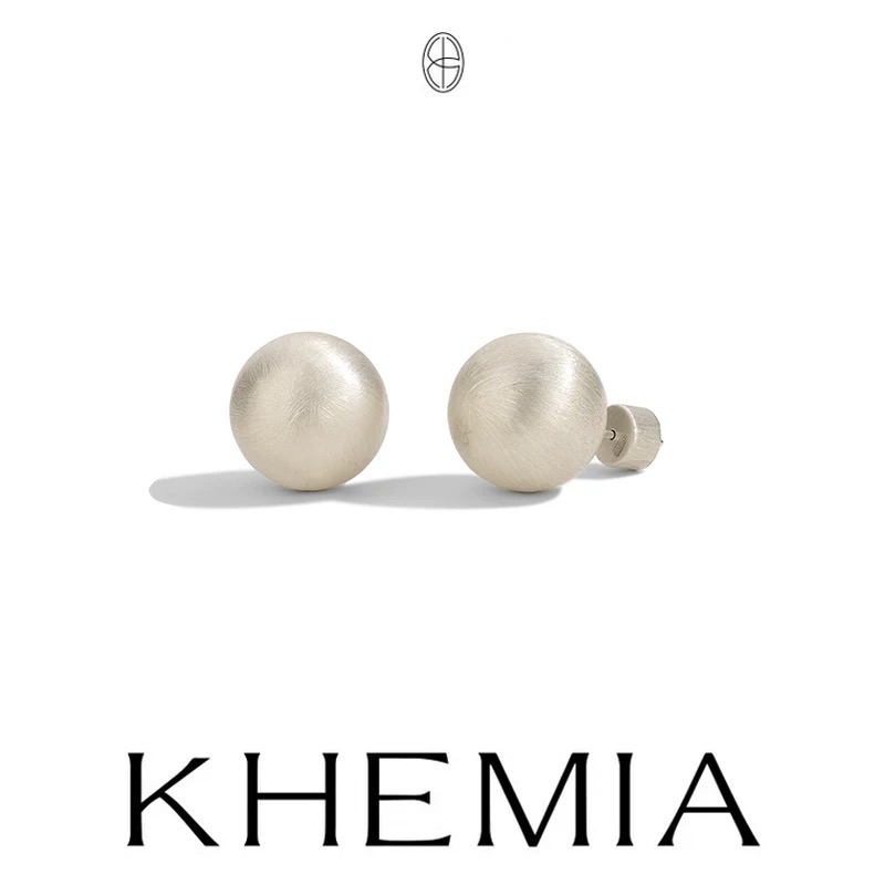足银耳饰 KHEMIA拉丝圆球耳钉