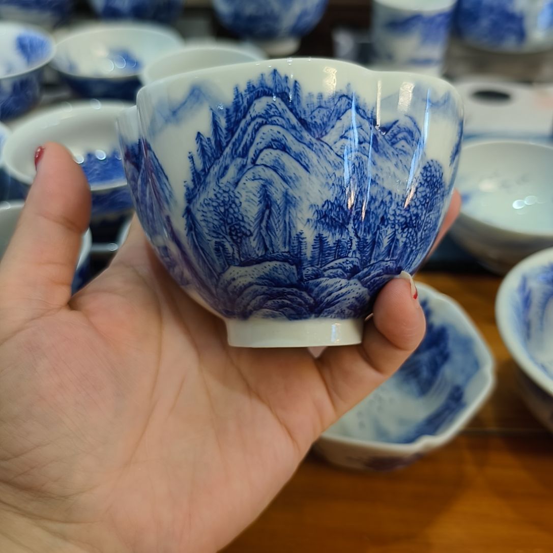 正***行全手工山水四方杯（本人作品）