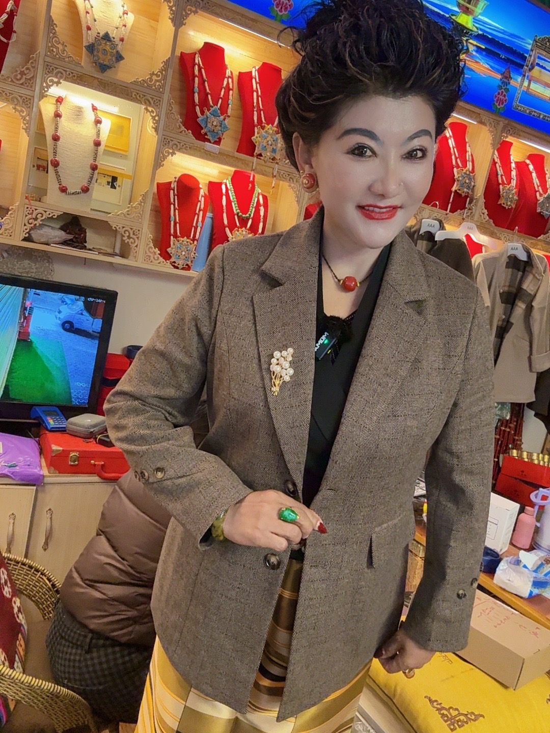 西装贴玛外套咖色