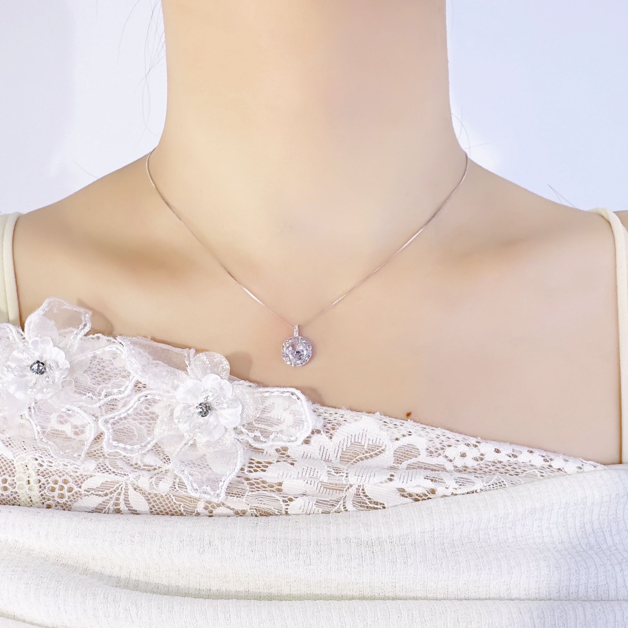 坠链均925银锆石 爆闪精致高级感轻奢百搭小众气质项链银项链女