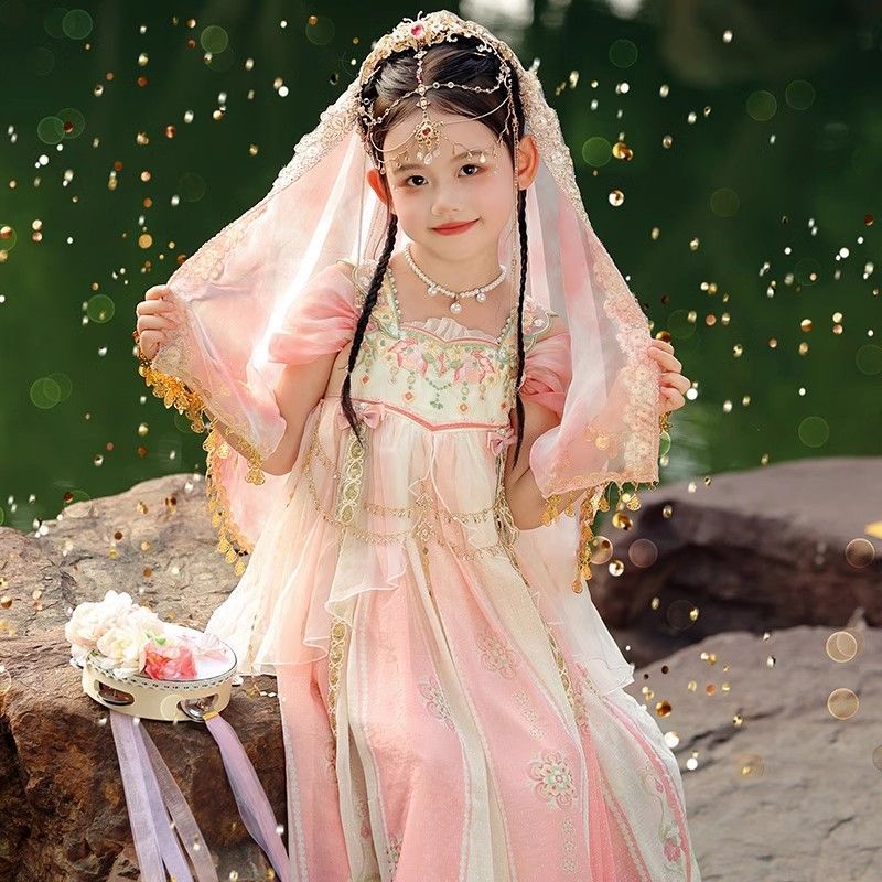新款女童汉服公主异域连衣裙儿童夏季2025小女孩超仙唐装古风
