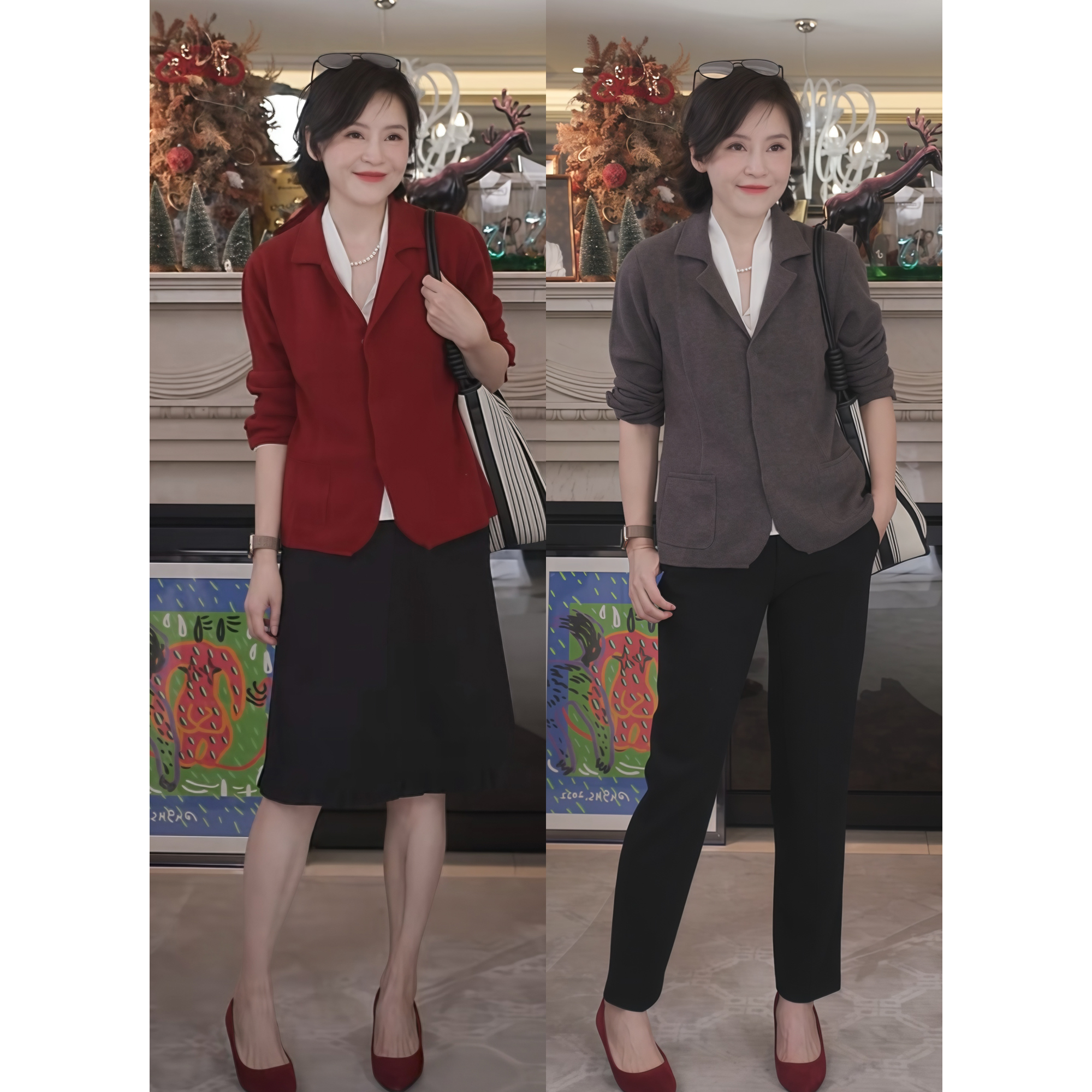 我是摩羯 伦敦生活 100山羊绒气质翻领开衫西服外套