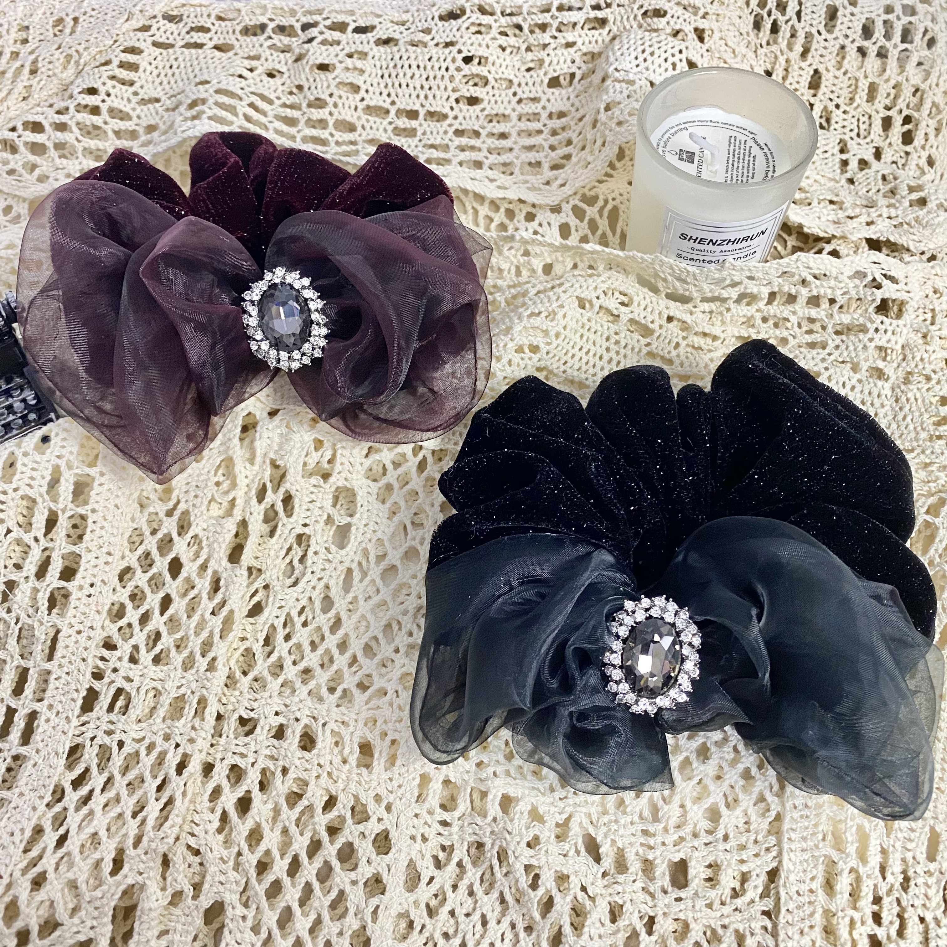 韩国Eunoia Nero【奢华感锆石星空大肠圈】4031时尚气质时尚丝绒