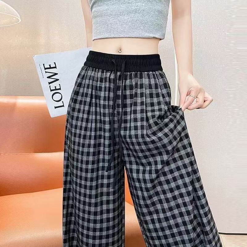 【小黑格】200多斤可穿大码夏季冰丝薄款高腰直筒裤显瘦高弹力韩版