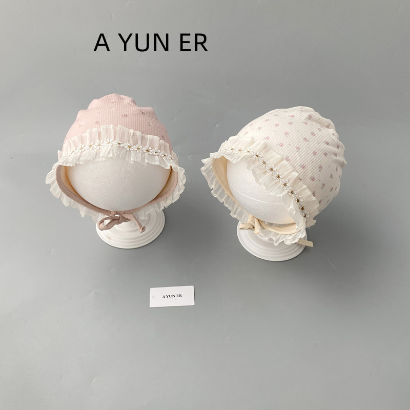 婴幼儿帽子春秋季复古碎花护囱门宫廷帽女宝宝小月龄囟门公主胎帽