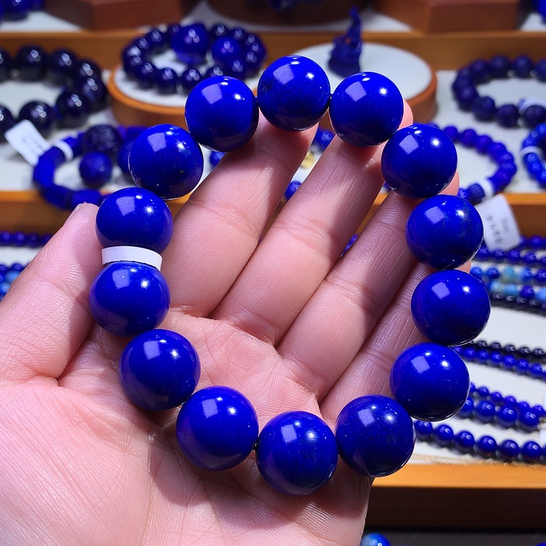 青金石未镶嵌手串16.3m顶级克莱因蓝8590