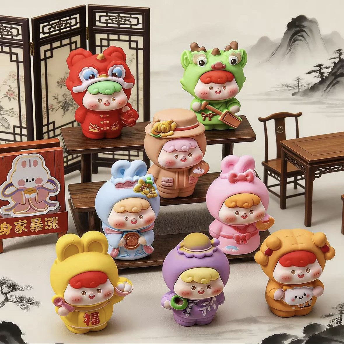 （开火车）国风新春崽崽系列树脂手工DIY配件
