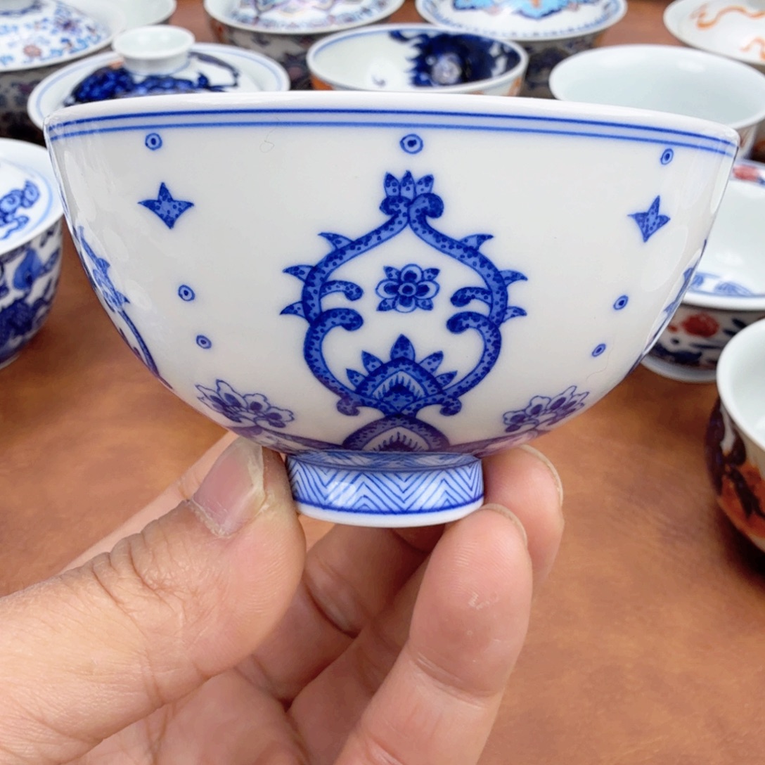 陶摆件福利青花单杯