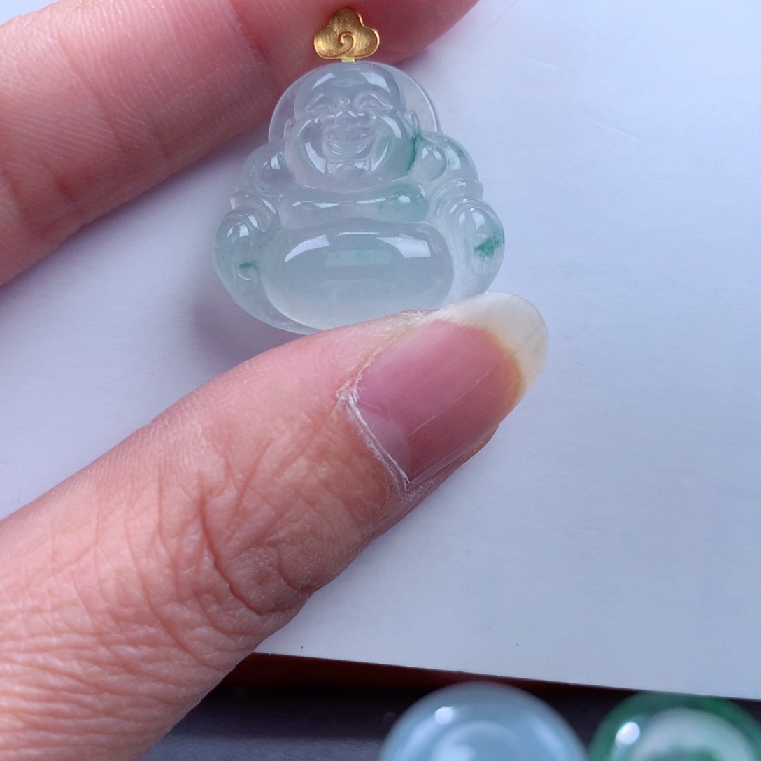 翡翠吊坠(不含链)18K金镶嵌