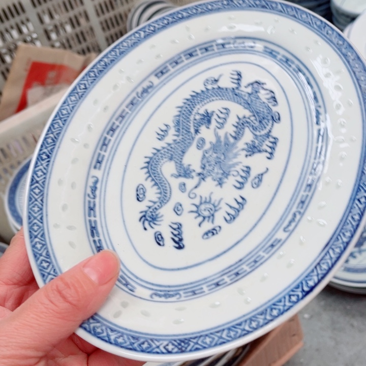 青花玲珑老玲珑小鱼盘