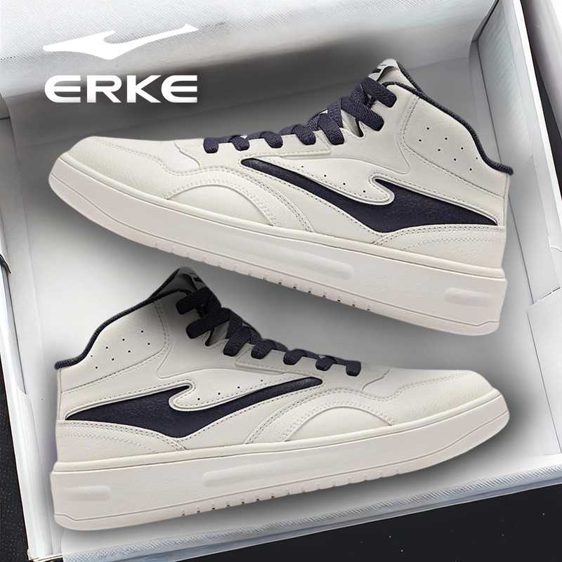 融雪鸿星尔克板鞋男鞋冬季新款厚底鞋子学生休闲情侣鞋高帮运动鞋