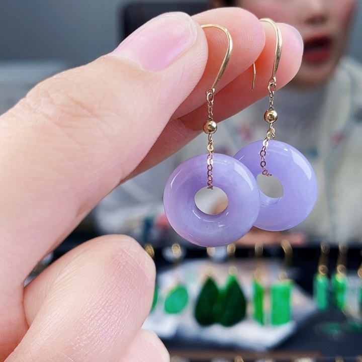 翡翠耳饰18K金镶嵌饰品