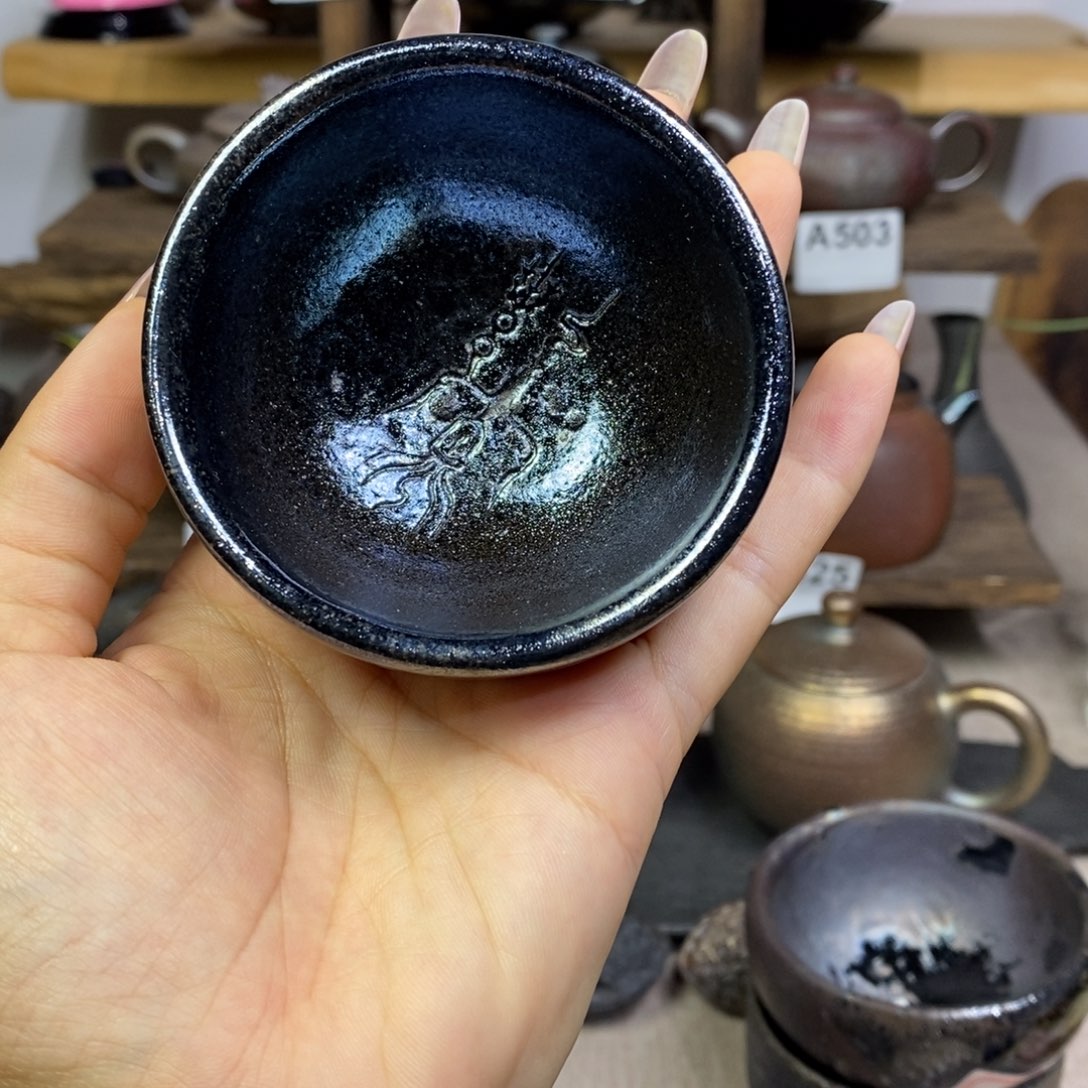 建水紫陶柴烧主人杯微微瑕