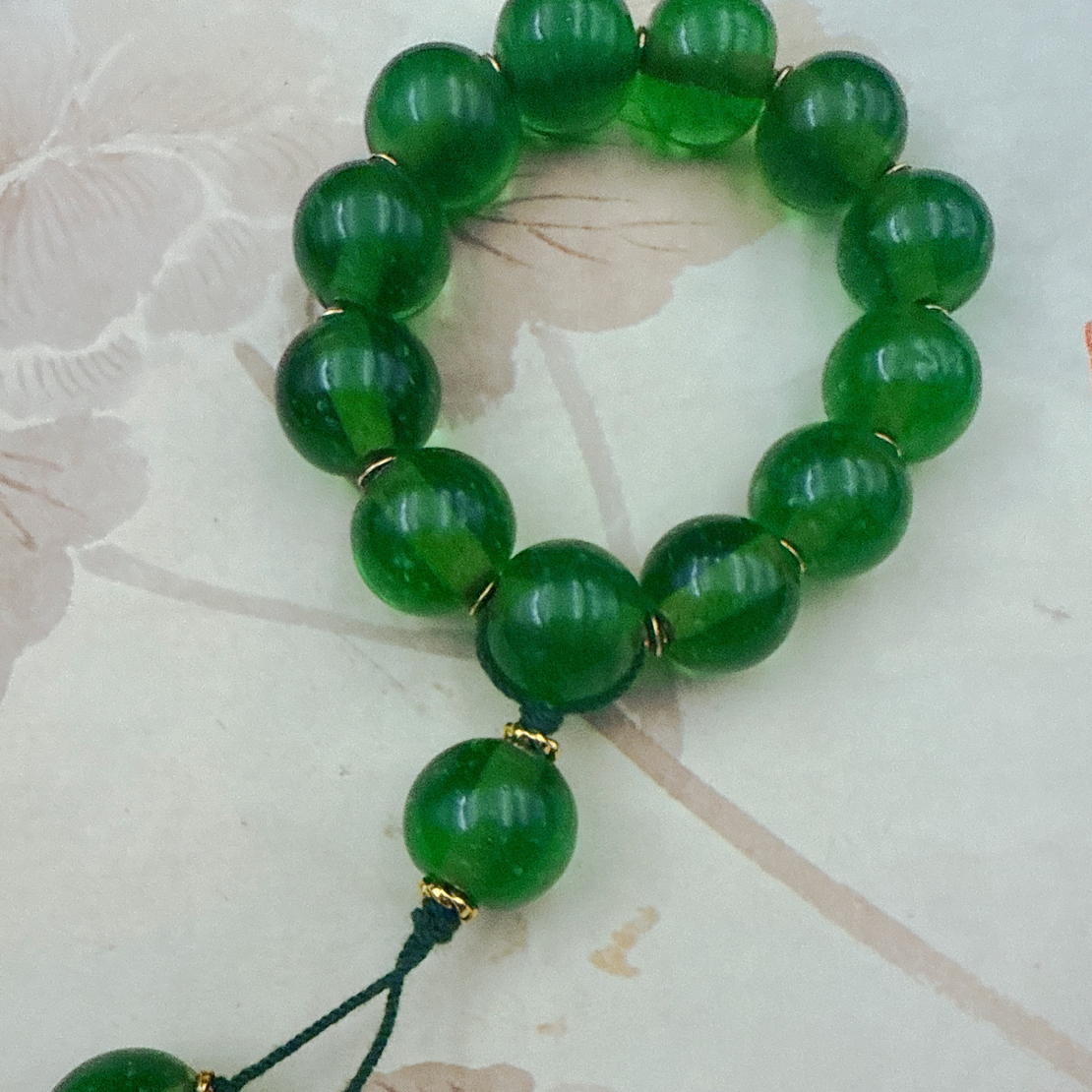 绿色琉璃手捻 复古百搭