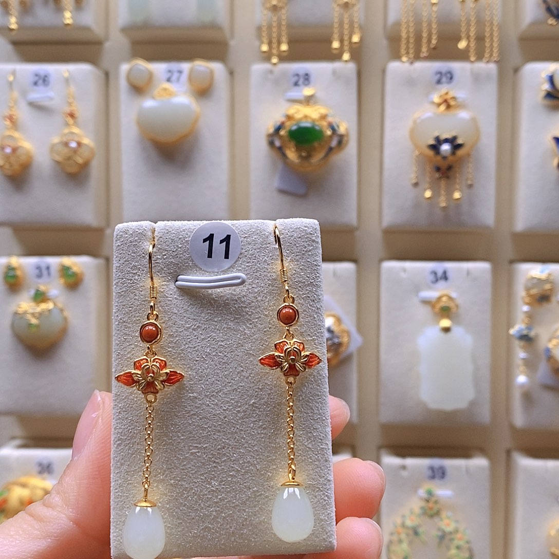 和田玉颈饰银S925镶嵌