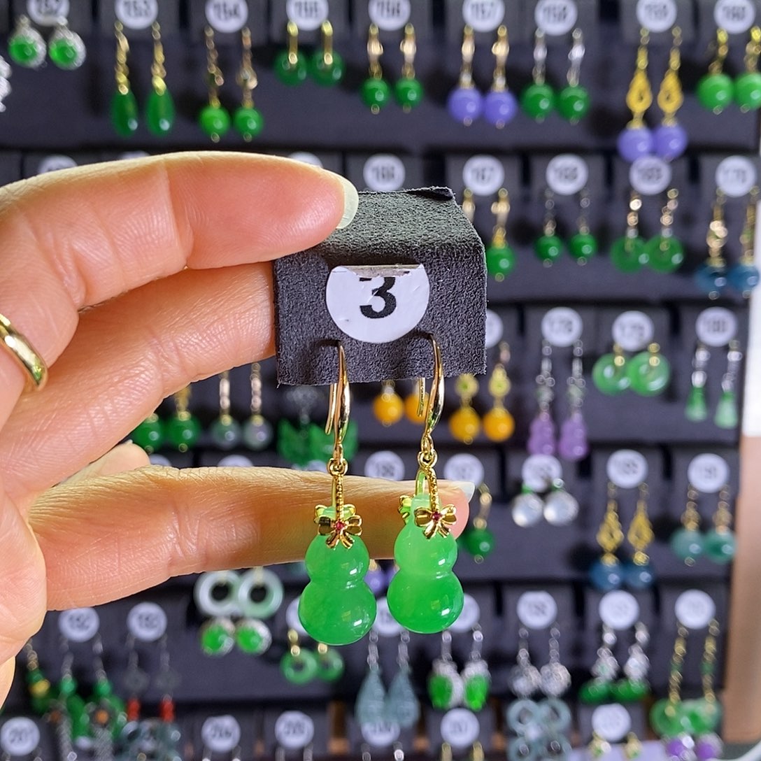 银S925镶嵌翡翠耳饰3