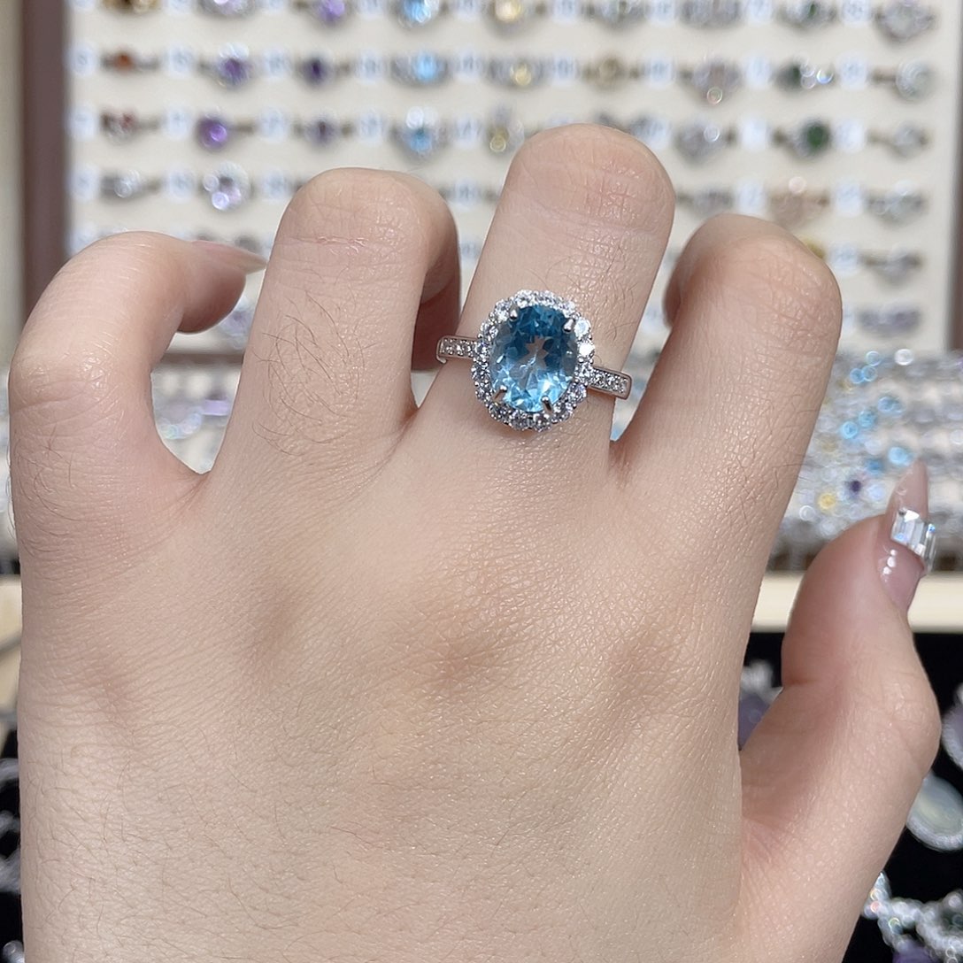 银S925镶嵌戒指托帕石