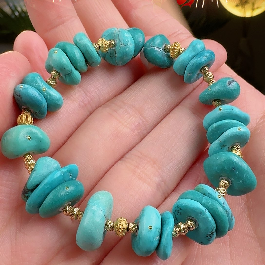 绿松石珠宝奇石18K金镶嵌