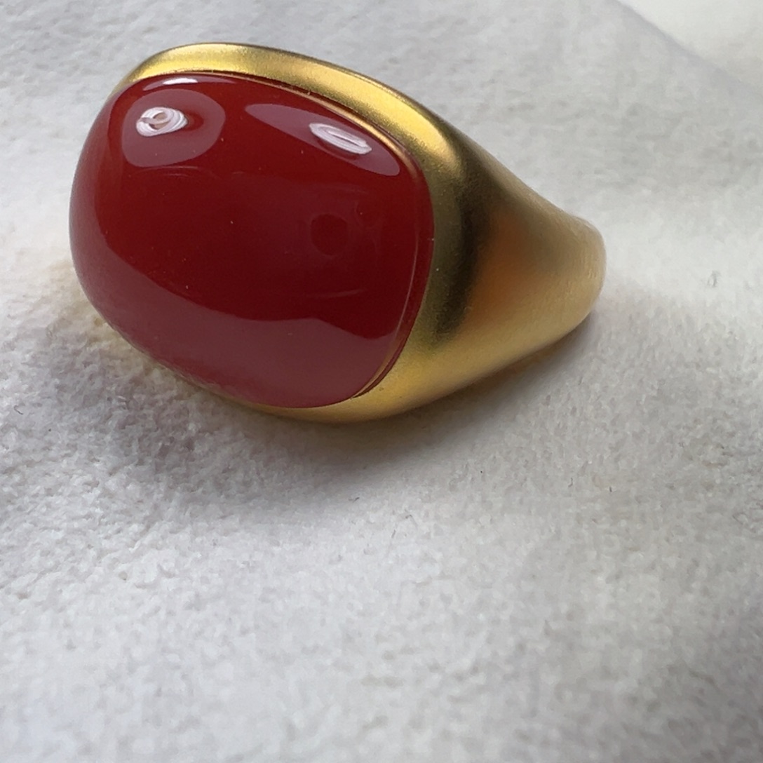 南红玛瑙戒指18K金镶嵌